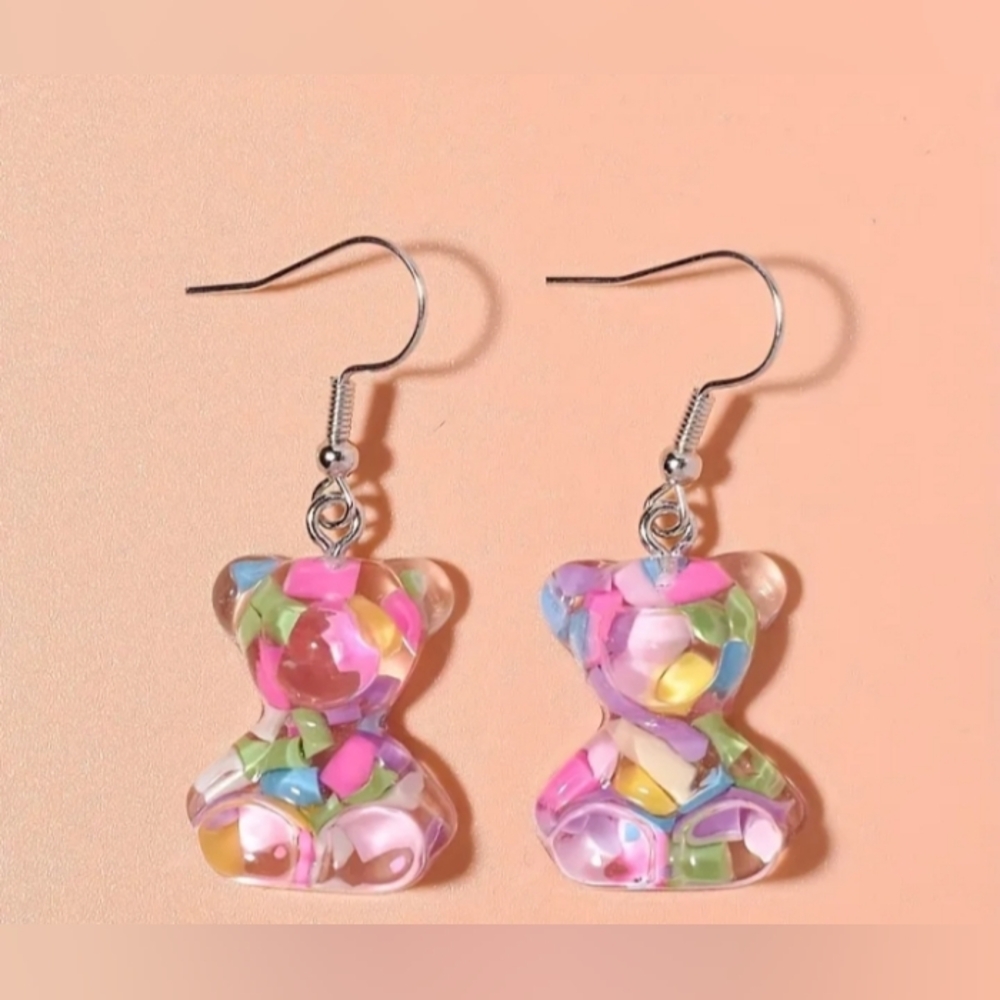 ♥️ E Individually $10 Or Bundle 5/$20 Colorful Confetti Bear Drop Earrings